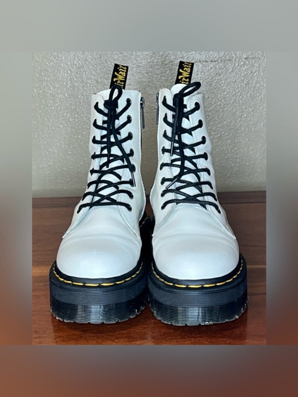 Dr. Doc Martens Jadon Platform Leather Zip Combat Boots Goth Grunge Festival - Picture 5 of 14